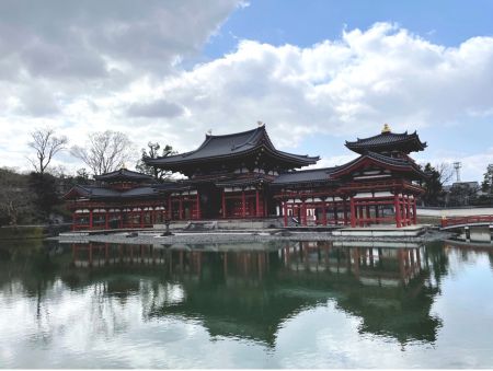 Japanese temple overlooking a body of water