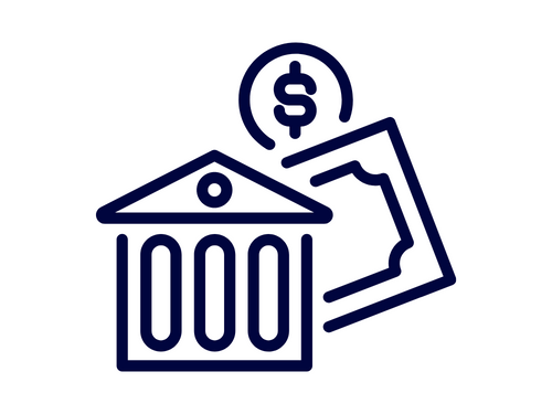 pay a bill icon showing bank and funds