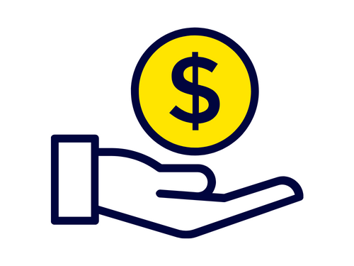 upload funds icon showing hand and money symbol