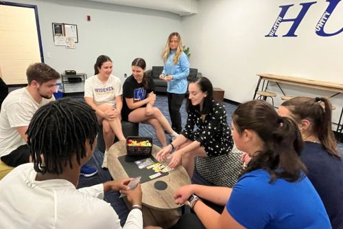 student athletes playing game in hub 960x640 Student athletes playing a game in the HUB space