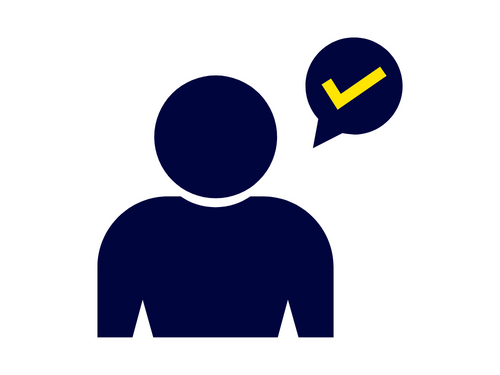 FAQs icon 500x375 FAQs icon showing person icon with thought bubble with a checkmark inside